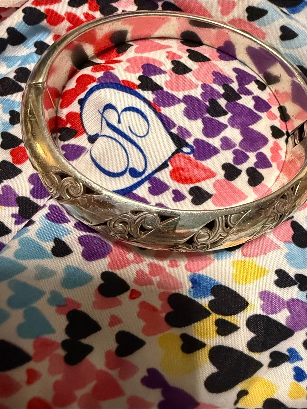Brighton Silver Scroll Hinged Bangle Bracelet
